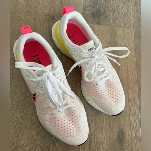Nike React Infinity Run Flyknit 2.0 Neon Yellow Pink White Mens Running Shoes - Picture 8 of 11